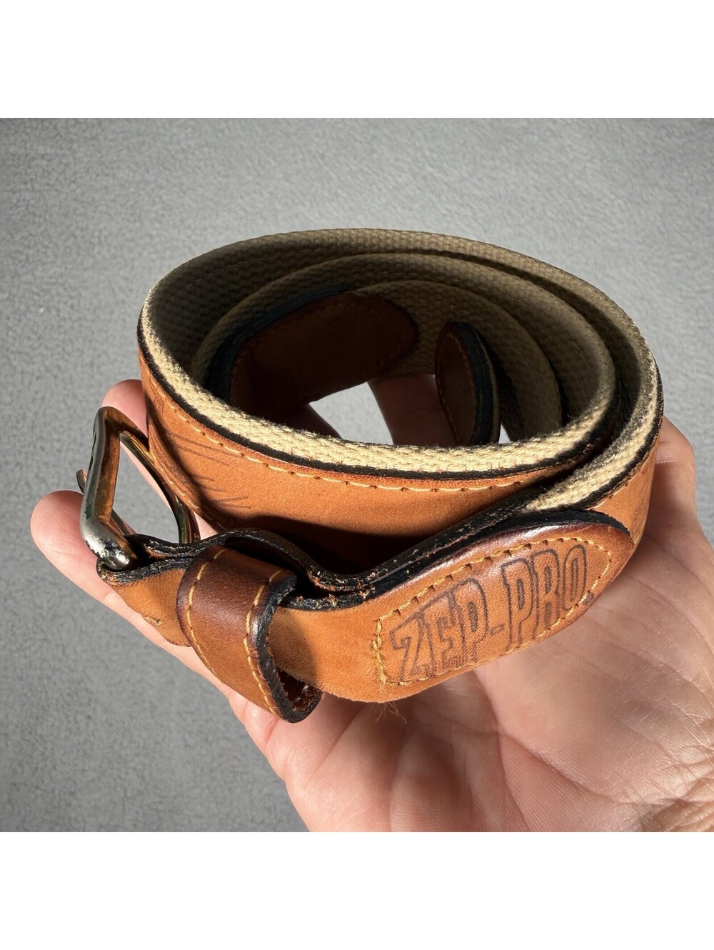Zep-Pro Men’s Belt Size 36 Inch Marlin Deep Sea Fishing Leather Brass Buckle